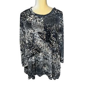 Niche by Nilgun Derman Granite Knit Artsy Long Sleeve Top Blouse Sz Small A9-36